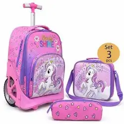Jasmine Star 3-Piece Trolley School Bag Set