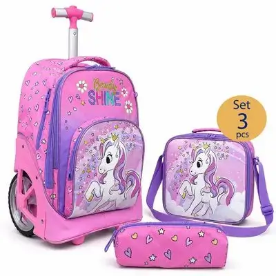 Jasmine Star 3-Piece Trolley School Bag Set