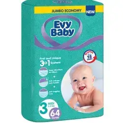 Evy Baby Diapers size 3 - From (5-9 Kg) - 64 Pieces