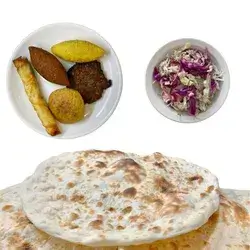 5 Mixed Pieces Of Kubbeh, Tawa Kebab And Barak + Bread And Salad