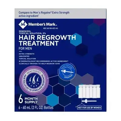 Member's Mark Minoxidil 5% Hair Regrowth Treatment For Men (6 bottles of 60 ml / 6-Month Supply)