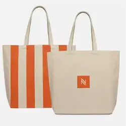 Nespresso Orange Striped Canvas Tote Bag