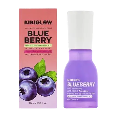 Sos Intensive Anti-Aging Ampoule Blue Berry Phyto Collagen . Hyaluronic Acid 40ml _ KIKIGLOW