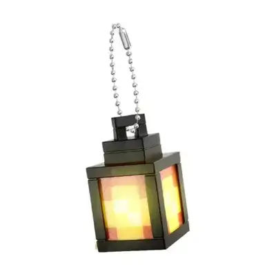 pixelated lantern keychain inspired by the popular crafting game Minecraft.
