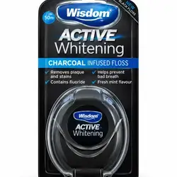 Wisdom active whitening charcoal infused floss 50m