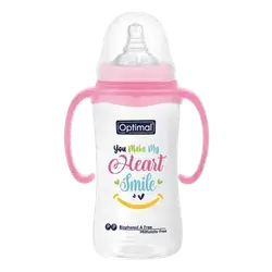 Anti-Colic Wide Round Silicone Nipple 6+ Months Medium Flow PINK 300ml OPB-1031(P) _ Optimal