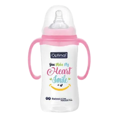Anti-Colic Wide Round Silicone Nipple 6+ Months Medium Flow PINK 300ml OPB-1031(P) _ Optimal