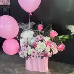 Flower box bear ballon heleom