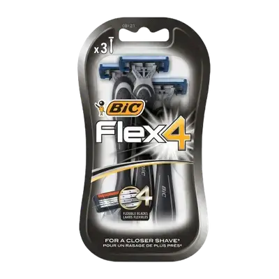 Flex 4 Flexible 4 Blades for Closer Shave 3 Pcs _ Bic