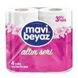 Mavi beyaz 3ply 4 rolls