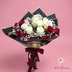 Bouquet Flowers- White&Red