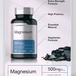 Horbäach Magnesium 500mg, magnesium oxide, magnesium 500mg, Superior Quality, Extra Strength, 180 Caplets magnesium