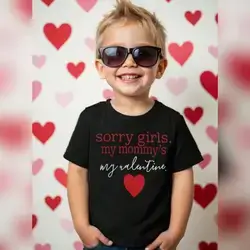 Baby Boy Casual Heart-Shaped & Slogan Graphic Print Short Sleeve T-Shirt - 2-3Years