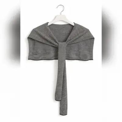 SHEIN Striped Knit Shoulder Wrap with Tie Front.