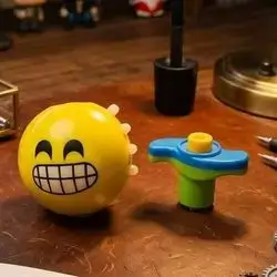 led light and music emoji spinning top