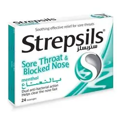 strepsils sore throat-blocked nose menthol 24 lozenges