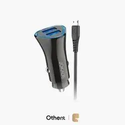 Jokade JH005 Dual USB Fast Car Charger Set High-Speed Auto Adapter with 1m Micro-USB Cable - Black