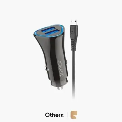 Jokade JH005 Dual USB Fast Car Charger Set High-Speed Auto Adapter with 1m Micro-USB Cable - Black