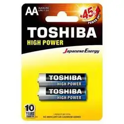 Toshiba High Power AA Alkaline Batteries (LR6 / 1.5V).