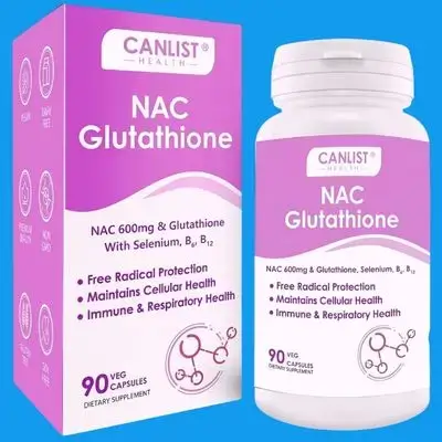 NAC Supplement (N-Acetyl Cysteine) 600mg with Glutathione 400mg, Enhanced Absorption for Liver Health, Antioxidant Support & Detox, 90 Capsules