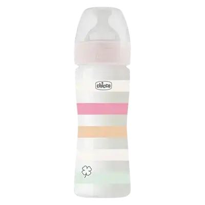 Well Being Anti-Colic Plastic Baby Bottle with Silicone Nipple medium flow 2m+ pink 250ml _ Chicco