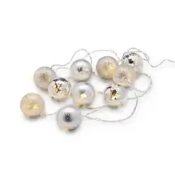 Xmas Balls Led Lıghts 10X 40Mm Sılver