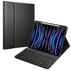 FINTIE Keyboard Case for iPad Pro 12.9 (6/5/4/3 Gen - 2022/2021/2020/2018), Soft TPU Back Case Protective Case with Pencil Holder, Magnetic Removable Keyboard with QWERTZ Layout, Black