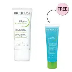Bioderma Sebium Pore Refiner 30ml + Free Sebium foaming gel كريم لعلاج توسع المسامات وتوازن الزيوت