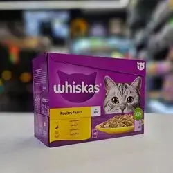 Whiskas Poultry Feasts In Jelly For Adult ( Chicken , Duck , Poultry , Turkey ) 12 Bags