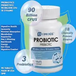 Probiotics 90 Billion CFUs, 18 Strains, with 3 Organic Prebiotics & Vitamin C, for Women&Men & Kids, Supports Metabolism, Immunity and Digestive Health, 90 Tablets Probiotics