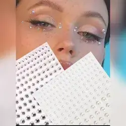 2pcs 3d Half-round Pearl Face Rhinestone Stickers