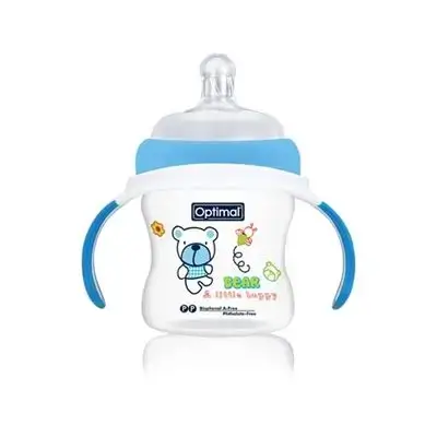 Breast-Like Extra Wide Neck Feeding Bottle 150ml (+0) with Handle - Blue