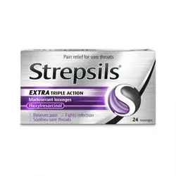 Strapsils Extra Pain Relief For Sore Throat 24Pcs