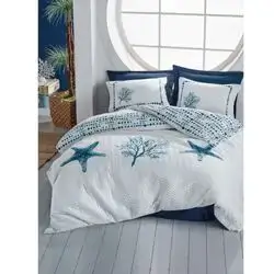 Star - Dark Blue Ranforce Four Seasons Single Quilt Cover Set 180*230CM