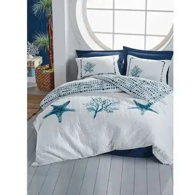 Star - Dark Blue Ranforce Four Seasons Single Quilt Cover Set 180*230CM