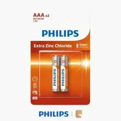 Philips Extra Zinc-Chloride AAA Cylindrical Batteries 1.5V Low-to-Medium Drain Battery Pack - 2 Pack