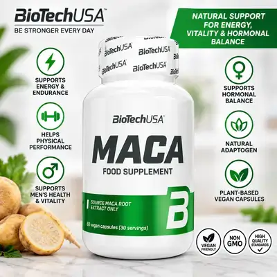 BioTechUSA MACA Food Supplement – 60 Vegan Capsules (30 Servings)