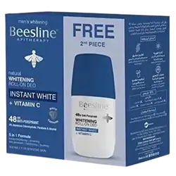 Natural Whitening Roll-On Deo Instant White + Vitamin C 48HR (1) 50ml + (1) 50ml Free _ Beesline
