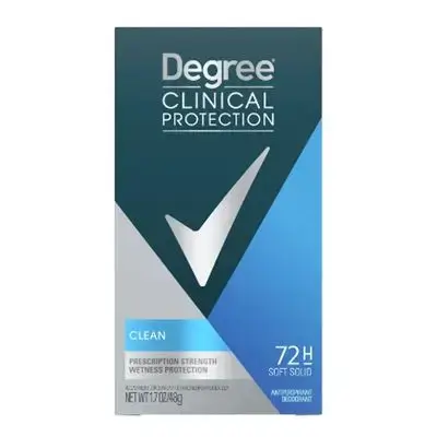 Degree Men, 72H Soft Solid, Clinical Protection, Prescription Strength Wetness Protection, Antiperspirant Deodorant, Clean