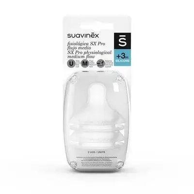 Pack of 2 SX Pro Physiological Silicone Teats Medium Flow +3 Months.