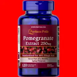 Premium Pomegranate Extract 250 mg, Standarized to 40% Ellagic Acid, Anti Aging & Healthy Heart and Blood Vessels, 120 Capsules Pomegranate