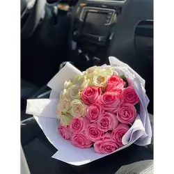 Bouquet Of White And Pink Flowers, 40 Flowers