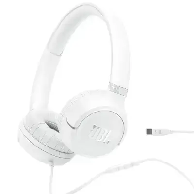 JBL Tune 530C USB-C Wired On-Ear Headphones – White