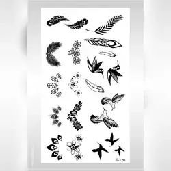 1 Sheet tramp stamp removable birds feather temporary tattoo