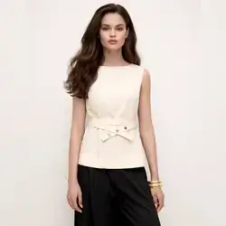 BizChic New Arrival Women's Elegant Beige Round Neck Top - XS
