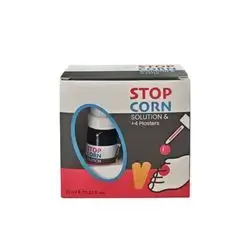 STOP CORN Solution & Plasters is a topical treatment designed to help remove corns and hardened skin.