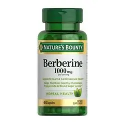 Nature's Bounty Berberine 1000mg, Berberine Capsules for Blood Sugar Support, Cholesterol & Heart Health, 60 CAP
