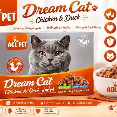 ? Dream Cat –بنكهة الدجاج والبط ? ١٢ كيس × ٨٥ غرام
