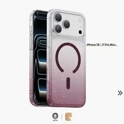 Green Lion Glitter MagSafe Clear Case for iPhone 18/17 Pro Max Ultra-Slim PC & Anti-Yellowing Build - Burgundy