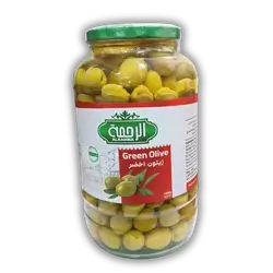Green olives, Al-Rahma brand, glass container, 1.5 kg
